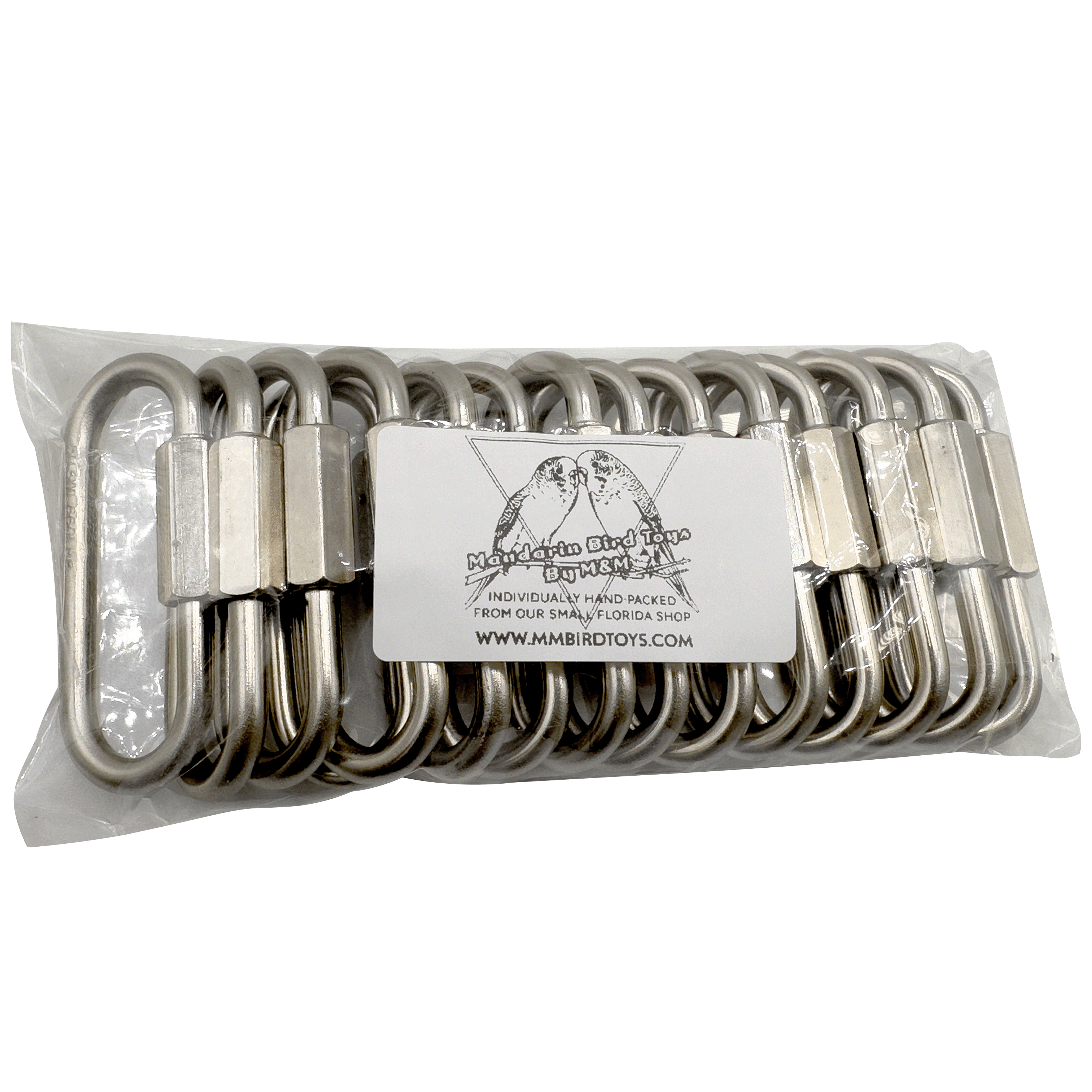 7009 Pk15 Nickel Plated 2.5 Inch Wide Mouth Toy Quick Link M&M Bird Toys - Pet Safe