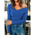 thumbnail image 3 of Liacowi Women Long Sleeve Shirt Solid Color Off-Shoulder Tops Casual Pullover for Fall Club Streetwear Aesthetic Clothes, 3 of 6