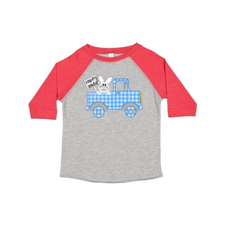 

Inktastic Happy Easter Cute Bunny in Blue Plaid Truck Gift Toddler Boy or Toddler Girl T-Shirt