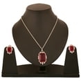 thumbnail image 4 of Sunsoul by Touchstone Rectangular Pink Glass Stone Pendant Set for Women, 4 of 5