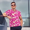 thumbnail image 4 of Pofeuu Vintage Flowers Print Men's Loose Fit Midweight Short-Sleeve Pocket Polo-Small, 4 of 6