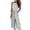 Gray, variant on Women's Sleeveless Striped Jumpsuit, Figure Flattering One Piece Romper with Tie Waist, Wide Leg Casual Jumpsuit Outfit for Club, Date Night, Summer and Casual Wear-Blue