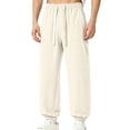 thumbnail image 2 of Muscularfit Drawstring Mens Casual Pants Gym Pants with Pockets Cargo Joggers Sports Pants Pants for Men Low Rise Beige Taper Baggy Size XXXL, 2 of 9