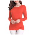 thumbnail image 1 of WEAIXIMIUNG T-Shirts pour Femmes Grande Taille Col en V Ajusté Col Rond Manches Longues Haut Couleur Unie Mode Automne Basique, 1 of 3