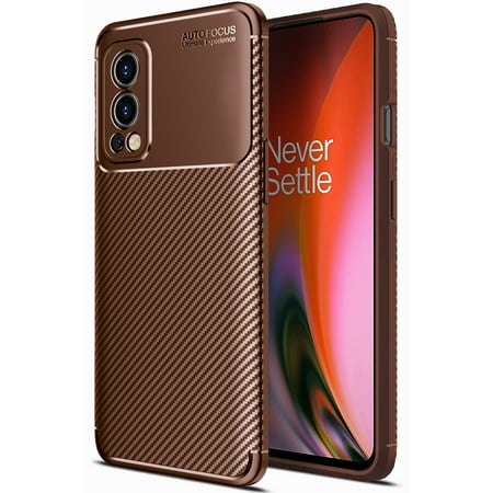 Shoppingbox Case for Oneplus nord 2, Ultra-Thin Carbon Fiber Soft Silicone Shockproof Phone Case - Brown