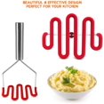 thumbnail image 3 of with Premium Silicone-Coated Stainless-Steel Design, Non-Scratch Cookware for Smooth Mashed Potatoes, Vegetables and ruits - Versatile Masher Hand Tool & Potato Smasher (Red), 3 of 7