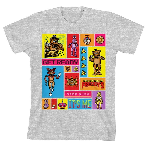 Five Nights at Freddy's Collage Art Boy's Heather Grey T-shirt-Medium