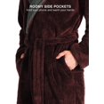 thumbnail image 3 of Men's Hooded Fleece Plush Soft Shu Velveteen Robe Full Length Long Bathrobe, 3 of 6