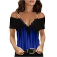thumbnail image 2 of Pntutb Blusa de manga corta con cuello en V y cremallera suelta con degradado para mujer Pntutb Pntutb-196, 2 of 6