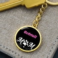 thumbnail image 6 of Bobtail Cat Mom Keychain Stainless Steel or 18k Gold Circle Pendant, 6 of 16