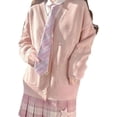 thumbnail image 3 of Cárdigan Kawaii de uniforme escolar japonés, cárdigans con cuello en V, manga larga, botones, suéter de punto con bolsillos, 3 of 5
