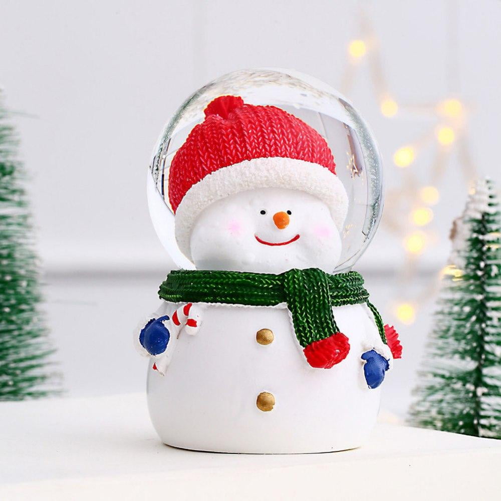 Snowman Christmas Wreath Blown Glass Snowglobe With Color Changing LED Lights 