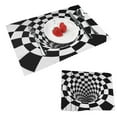 thumbnail image 1 of DouZhe Polyester Set de 4 Sets de Table, Réaliste 3D Damier Illusion Motif Résistant à la Chaleur Place Mats pour Table à Manger, 12 "x 18", 1 of 6