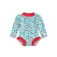 thumbnail image 2 of Musuos Toddler Girl Rash Guard Swimsuit 6M 12M 18M 24M 3Y 4Y Cute Crab Print Long Sleeve Ruffle Bathing Suit Swimwear, 2 of 9