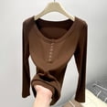 thumbnail image 4 of EDFBUYKRS Long Sleeve Blouses Button-Down Shirts for Women Fall Ruffle V-Neck Solid Print Casual Dressy T-Shirt Tops L, 4 of 5