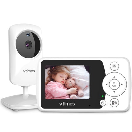 VTimes Baby Monitor with Camera and Audio, Video Baby Monitor No WiFi Night Vision, 2.4" Screen Portable Baby Camera VOX Mode Pan-Tilt-Zoom Alarm and 1000ft Range, Ideal for Baby/Elderly/Pet C25