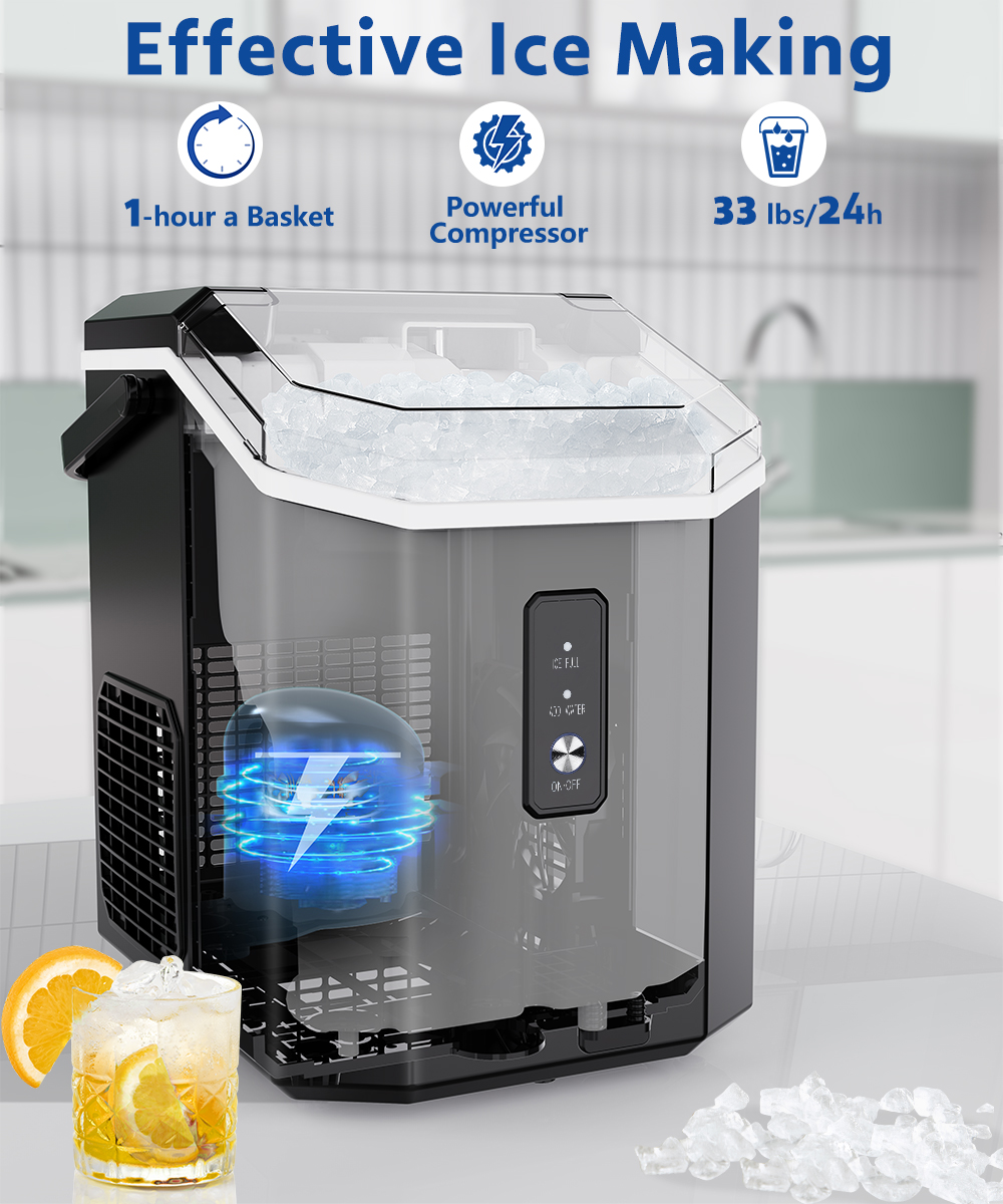 Kndko Nugget Ice Maker with Chewy Ice,High Ice-Making of 33lbs/Day/,Self  Clean in 2023