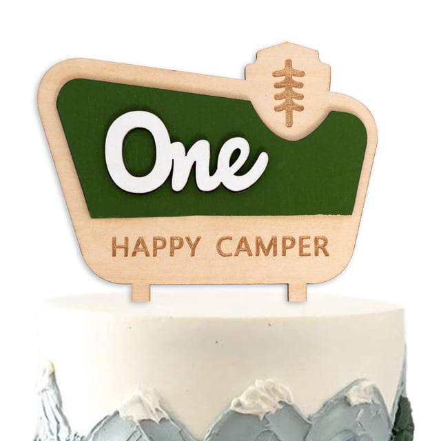 Cake topper de madera Raoformi One Happy Camper