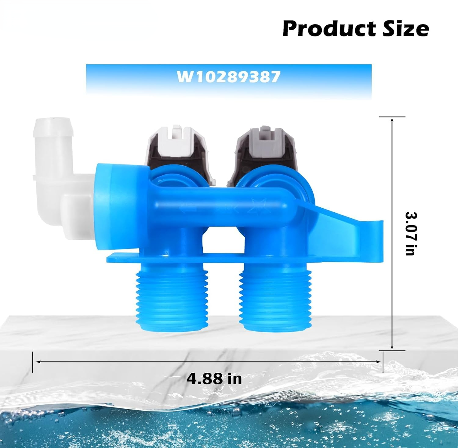 W10289387 Front Load Clothes Washer Water Valve Replaces AP6018779, W10289387, PS11752082, WPW10289387 Compatible with May-tag, Whirl-pool, Ama-na Washer Water Valve WFW9400SW04 WFW9400SZ04