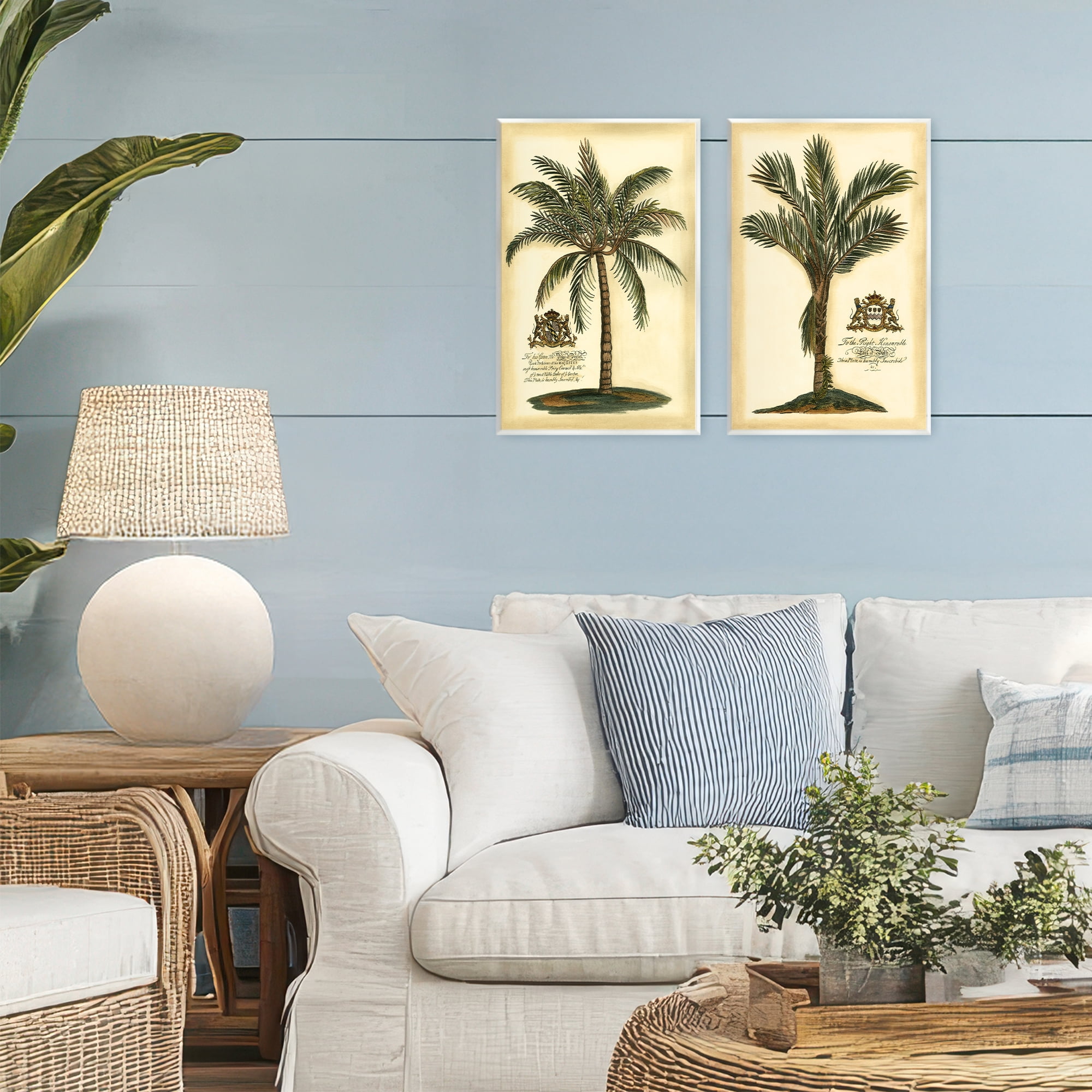 Stupell Industries Vintage Historical Palms 2 Piece Wall Plaque Art Set, design by Vision Studio