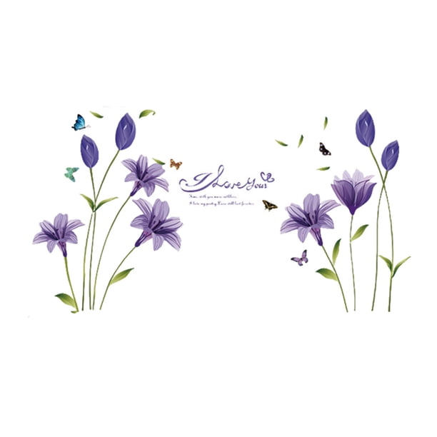 Inteprter Pegatina de pared flor PVC DIY calcomanía autoadhesiva fiesta papel pintado decorativo dormitorio sala de estar espejo ventana Decoración del hogar
