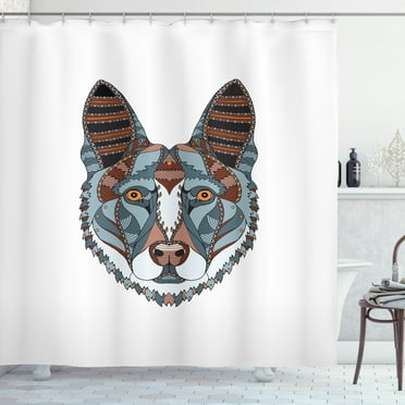 Ambesonne German Shower Curtain, Colorful Shepherd Dog, 69"Wx84"L, Multicolor