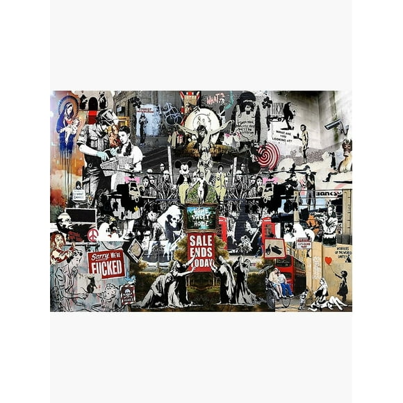Banksy Graffiti Collage Art Poster Framed-unframed