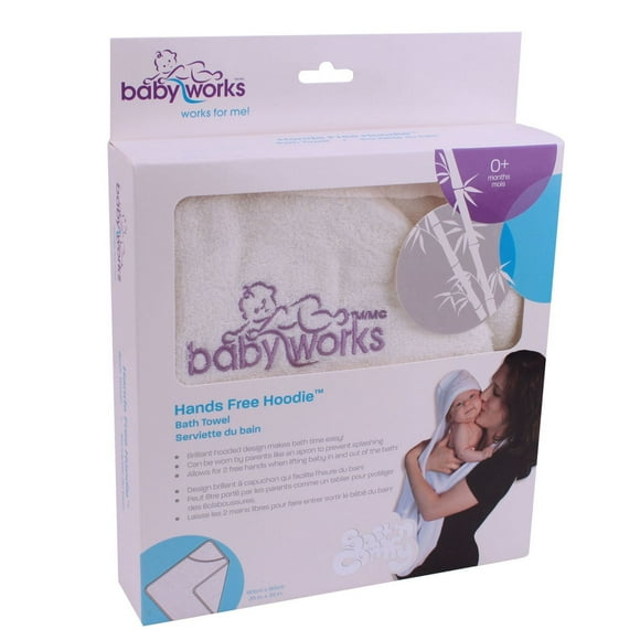Serviette de bain de style tablier en bambou Hands Free Hoodie™ de Baby WorksMC