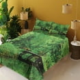 thumbnail image 2 of Ambesonne Spring Fitted & Top Sheet Set with Shams, Foliage Forest Woodsy, Green Brown, 2 of 5