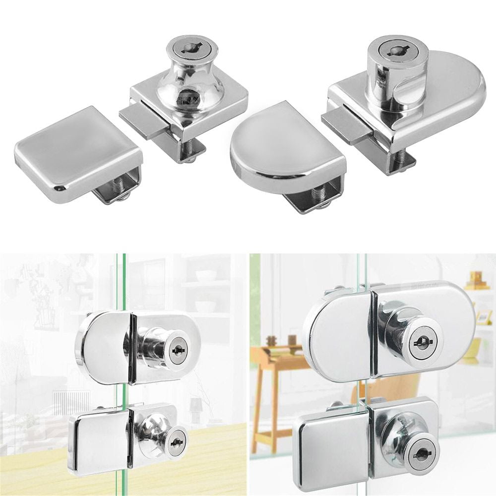 Glass Cabinet Lock Mall Display Cabinet Door Locks No Holes Single/Double  Zinc Alloy Hasp Home Hardware Accessories with Key