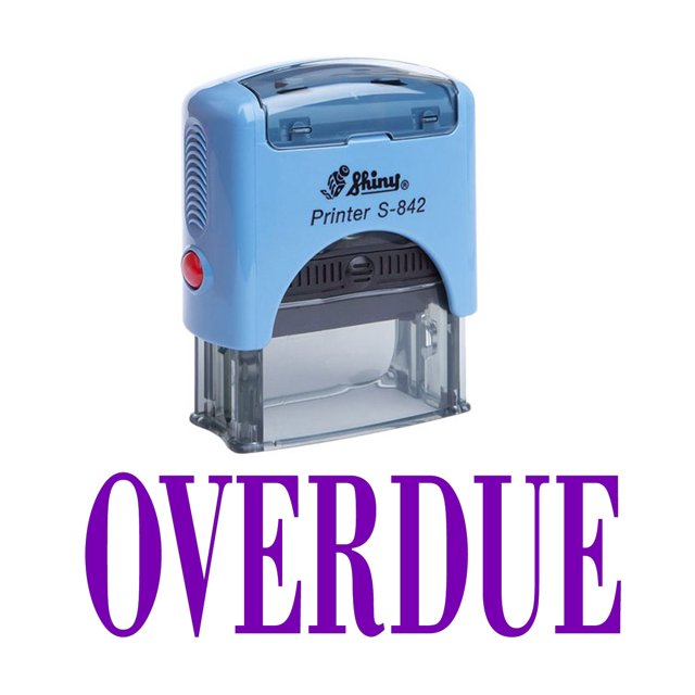 OVERDUE Self Inking Rubber Stamp Custom Shiny Office Stationary Stamp