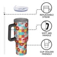 thumbnail image 4 of 40oz Pioneer Flower Floral Print Pattern Insulated Tumbler with Handle, BPA-Free Leak Proof Lid and Straws, Double Wall Vacuum, Hot 12h/Cold 34h, 4 of 6