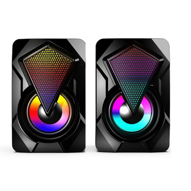 Altavoces para computadora, Altavoces para PC con alimentación USB Estéreo Mini Control de Volumen Multimedia, Luces RGB para Juegos Altavoces Jack para PC Monitor de computadora portátil de