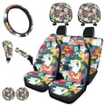 thumbnail image 2 of Uorisanigo White Cat Flower Automotive Steering Wheel Cover Pillowcase for Cars Water Coaster Gear Lever Cover+Hand Brake Cover Front and Rear Cushion Covers Universal Fit 11 PCS, 2 of 7