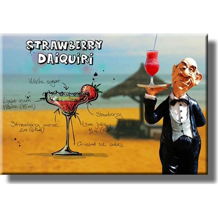Strawberry Daiquiri Cocktail Recipe Picture on Acrylic , Wall Art Decor, Ready to