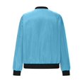thumbnail image 4 of Zip Up Casual Jacket for Women Oversized Long Sleeve Coat Light Windbreaker With Ribbed Cuffs Pockets Sky Blue M, 4 of 8