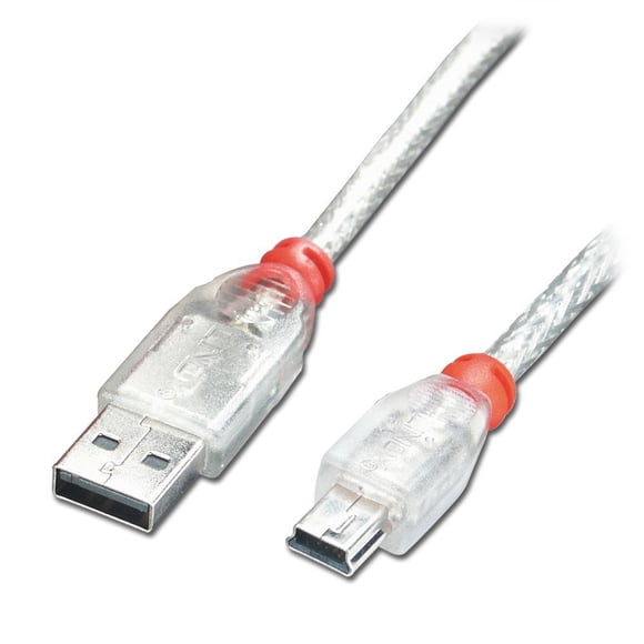 Cable USB Lindy USB 2.0 Tipo A a Mini-B 1m Transparente