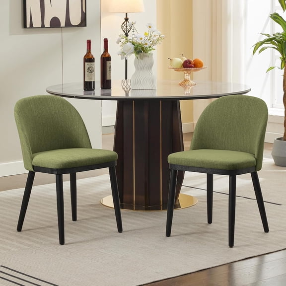 Upholstered Dining Chairs Set of 2,Modern Fabric Dinner Chairs with Wood Legs,Large Dining Room Kitchen Chairs with High Back and Deep Seat for Dining Room Kitchen Restaurant,Green