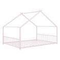 thumbnail image 4 of Jopath Full Size Bed Metal Floor Bed,Full House Bed Frame Floor Bed Frame,With Roof With Headboard And Footboard With Slats Support For Kids Toddler Pink, 4 of 9