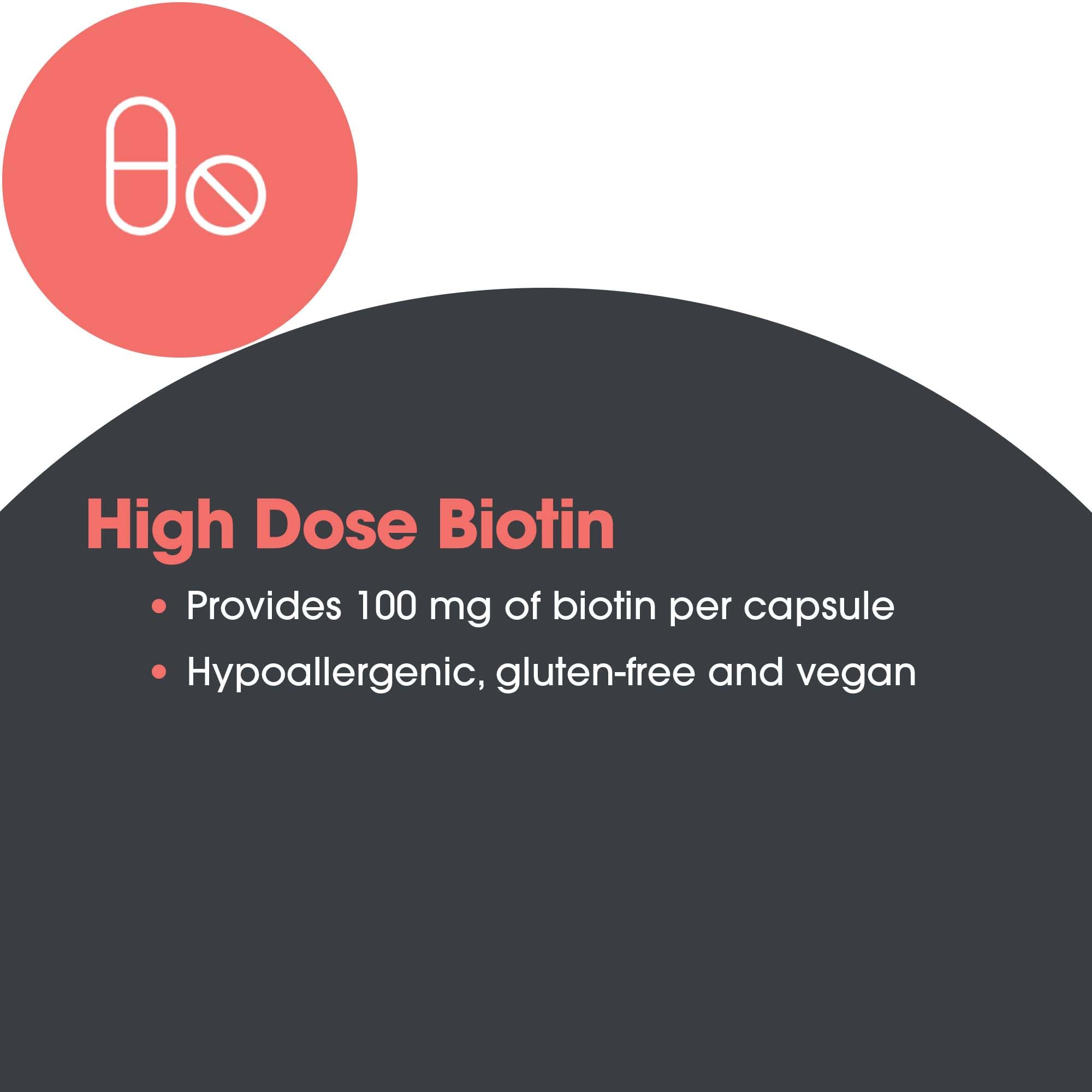 ARG HiBiotin - 100 mg Biotin - Supports Energy Metabolism, Neurological Health & Myelin Synthesis - Hypoallergenic - 90 Servings - 90 Capsules