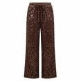 thumbnail image 6 of Sevevn Women's Glitter Sequin Straight Wide Leg Casual Pants Elastic Drawstring High Waist Trousers with Pockets Multi-Occasion Party Night Out Wear, 6 of 6
