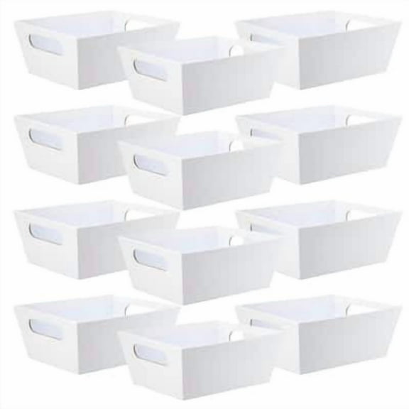9" x 7" White Basket with Handles by Celebrate It - Cardboard Baskets for Organization - Parties - Birthdays - and Holidays - Bulk 12 Pack