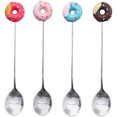 thumbnail image 1 of 4 cucharas de acero inoxidable para revolver, lindas cucharas para café con forma de donut, mini cucharas para postre con forma de donut, helado, té y azúcar, 1 of 4