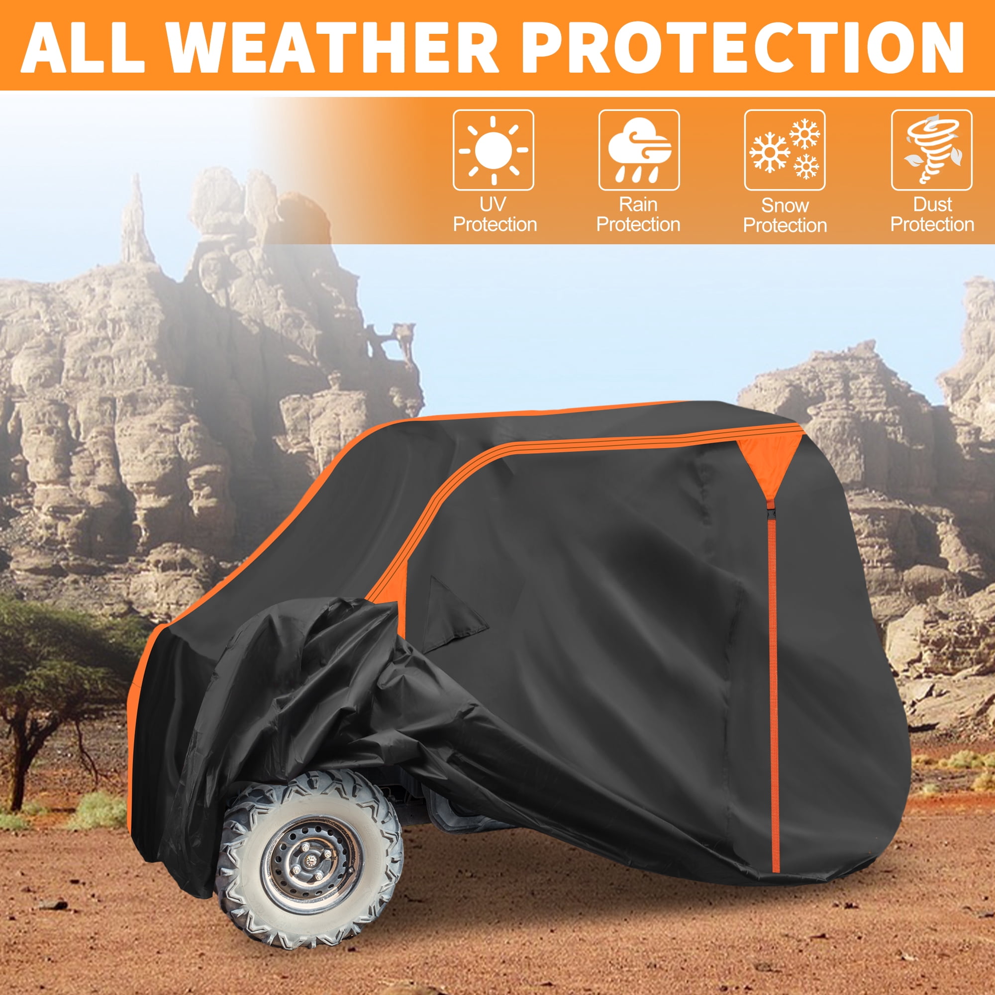 Unique Bargains UTV Waterproof Cover Black Orange for Pioneer-700
