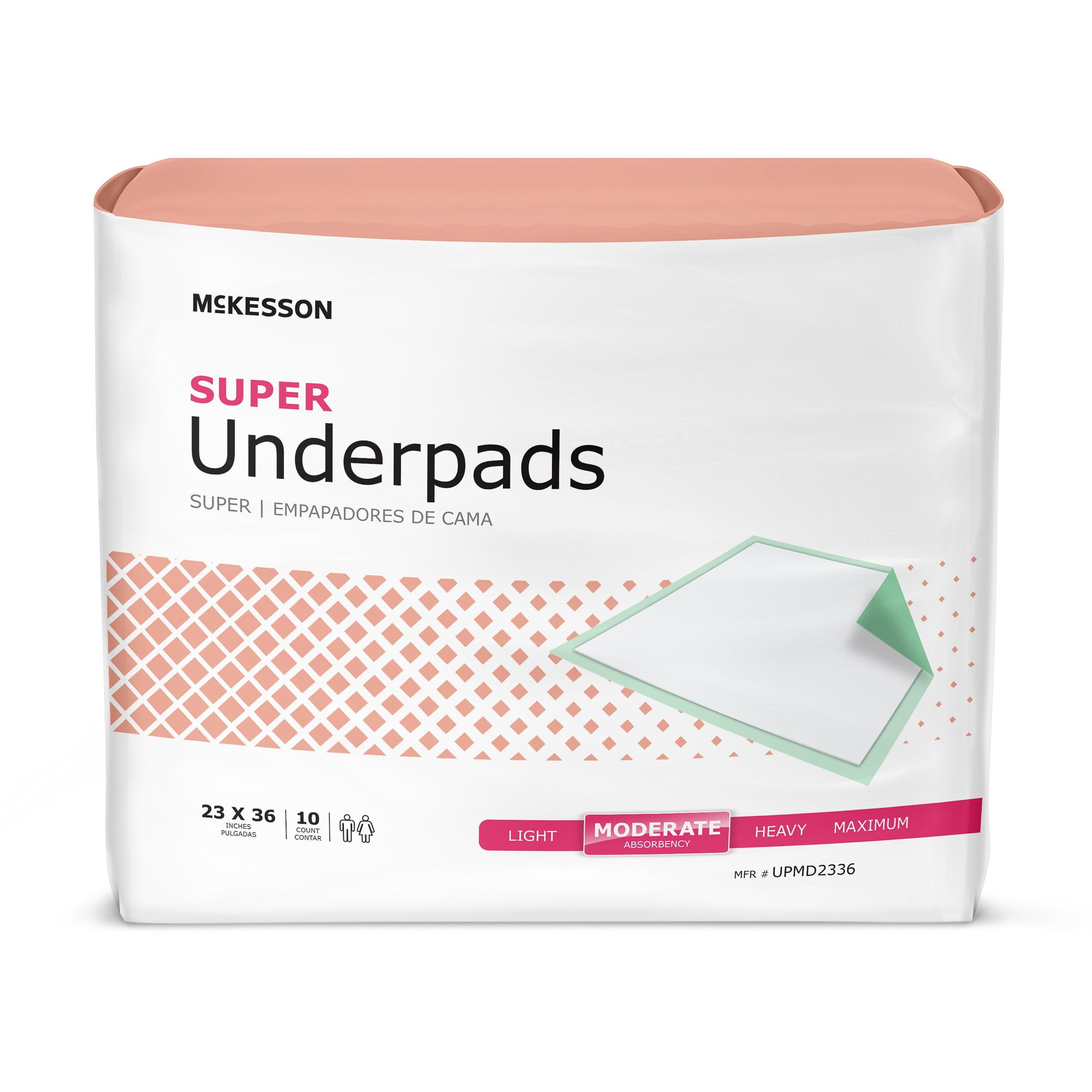 McKesson Super Disposable Underpads Fluff / Polymer 23X36' UPMD2336 10 pads