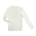thumbnail image 1 of Aocisk Tricot Chaud pour Filles Manches Longues Col Rond Haut Doux Extensible Fil Pur Confortable Décontracté Hiver pour Tout-Petits Enfants Blanc 4-5 Ans, 1 of 3