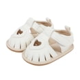 thumbnail image 2 of Huowey Infant Baby Girls Summer Sandals Solid Color Closed Hollow Out First Walking Hook And Loop T-Strap Shoes Flat Soft Sole Lightweight Beach Holiday Wedding Footwear,White,0-6 Months, 2 of 5
