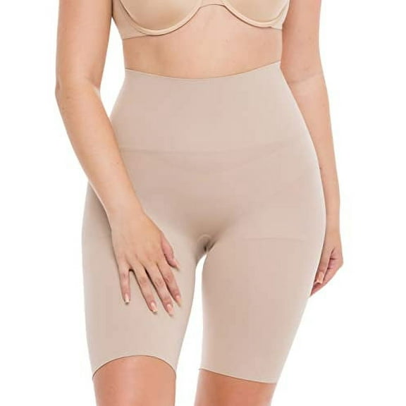 Co'Coon Shapewear Mid Waist Tummy Control Butt Lifter Compression Biker Shorts Soft Touch Body Shaper (Nude, Small)