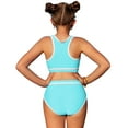 thumbnail image 4 of BOBOGOJP Girl's Swimsuits 2 Piece Scoop Neck Bikini Crop Top Mid Rise Sporty Bathing Suits Mint Green for Size 12-13 Years, 4 of 6