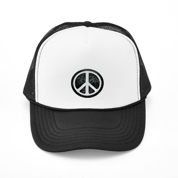CafePress - Original Vintage Peace Sign - Adjustable Unisex Printed Trucker Hat with Mesh Back